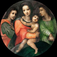 Madonna and Child with two angels. Creator: Puligo, Domenico (1492-1527).