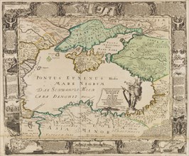 Map of the Black Sea and the Crimea, c. 1740. Creator: Haupt, Gottfried Jacob (1715-1766).