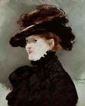 Méry Laurent in a Black Hat, 1882. Creator: Manet, Édouard (1832-1883).