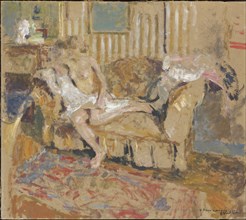Nu dans le salon rayé, c. 1905. Creator: Vuillard, Édouard (1868-1940).