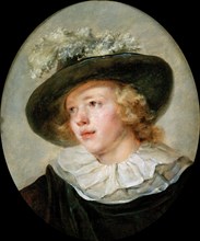Portrait of a young boy with a feathered hat, c. 1786-88. Creator: Fragonard, Jean Honoré (1732-1806).