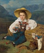 Portrait of Count Dmitri Alexandrovich Apraxin (1826-1899) as child in front of a mountain..., 1832. Creator: Waldmüller, Ferdinand Georg (1793-1865).