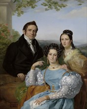 Portrait of Théodore Joseph Jonet and his two daughters, 1832. Creator: Navez, François-Joseph (1787-1869).