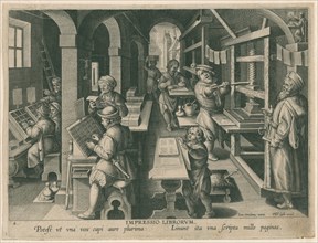 Print shop, 1570-1580. Creator: Galle, Philipp (Philips) (1537-1612).