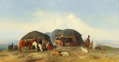 Resting cattle herders in the Northern Caucasus, 1874. Creator: Baykov, Fyodor Ilyich (1818-1890).