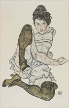 Seated Woman with Legs Drawn Up, 1917. Creator: Schiele, Egon (1890-1918).