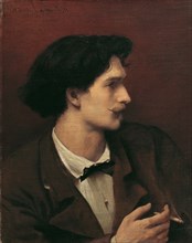 Self-Portrait with cigarette, 1871. Creator: Feuerbach, Anselm (1829-1880).