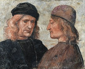 Self-Portrait with Niccolò di Angelo (Franchi), c. 1504. Creator: Signorelli, Luca (ca 1441-1523).