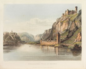 St. Goarshausen, St. Goar and Rheinfels. From: A Picturesque Tour along the Rhine, 1820. Creator: Schütz, Christian Georg, the Younger (1758-1823).
