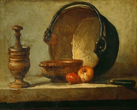 Still life with copper cauldron, 1732. Creator: Chardin, Jean-Baptiste Siméon (1699-1779).