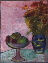 Still life with fruit bowl and flower vase, ca 1932. Creator: Javlensky, Alexei, von (1864-1941).