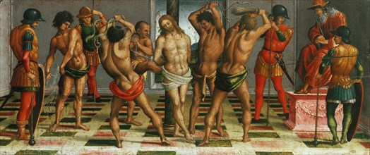 The Flagellation of Christ (Lamentation over the Dead Christ, Predella panel), 1502. Creator: Signorelli, Luca (ca 1441-1523).