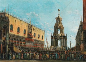 The Giovedì Grasso Festival in front of the Ducal Palace in Venice, 1830s. Creator: Bison, Giuseppe Bernardino (1762-1844).