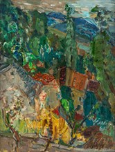 Townscape with Cypress Trees, South of France, 1920s-1930s. Creator: Soutine, Chaim (1893-1943).