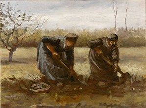Two Peasant Women Digging Potatoes, 1885. Creator: Gogh, Vincent, van (1853-1890).