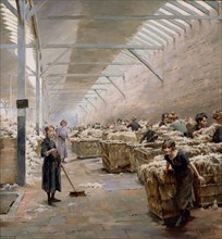 Weaving, wool sorting, 1913. Creator: Gueldry, Ferdinand Joseph (1858-1945).