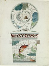Design for a Covered Dish in the "Service au Filet" (Fish Net Ware)..., 1875-85. Creator: Attributed to Amédée de Caranza.
