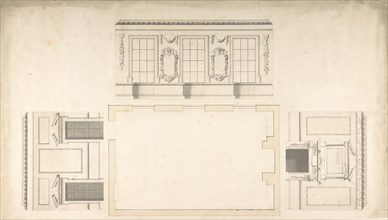 Room Design Showing Plan and Three Wall Elevations, ca. 1740-60. Creator: Anon.