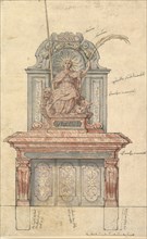 Design for a Chimneypiece with a Personification of Virtue, 1616. Creator: Anon.