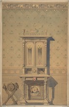 Design for a Cabinet in an Interior Setting, 1870-80. Creator: Anon.