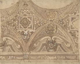 Design for part of a Vaulted Ceiling of a Church, 17th century. Creator: Anon.