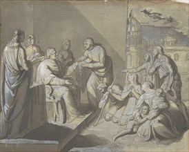 Scene with the Presentation of a Saint's Relic (recto); Head of a Woman (verso), 1800-1900. Creator: Anon.