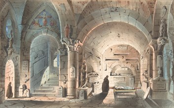 Design for a Stage Set: Crypt Scene, 1830-40. Creator: Anon.