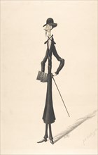 Caricature of a Tall Thin Man Carrying a Book, 1885. Creator: Anon.