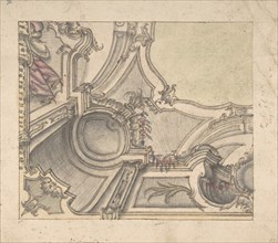 One Quarter of a Design for a Painted Ceiling (recto); Frieze with Putto..., 1700-1780. Creator: Anon.