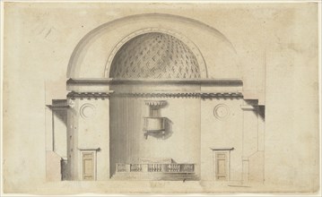 Cross-section of a chapel (?); verso: Pavillion in Neogothic style, ca. 1800. Creator: Anon.