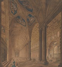 Interior View of the Basilica of Santa Maria Maggiore, Rome, 1833. Creator: Anton Hallmann.