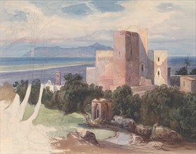 View on Terracina with Mount Circeo (recto)..., mid-19th century. Creator: Carl von Blaas.