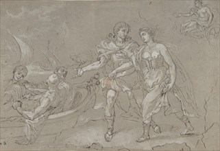 The Rape of Helena; verso: Study of a Kneeling Nude Male Figure, late 17th-18th century. Creator: Daniel Seiter.