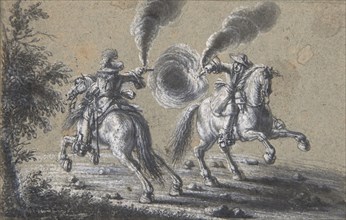 Two Horsemen Shooting at Each Other, 1600-1677. Creator: Heinrich Werdmuller.