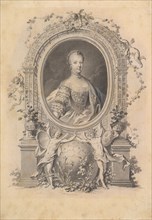 Portrait of Queen Marie-Antoinette in an ornamental frame, late 18th century. Creator: Johann Esaias Nilson.