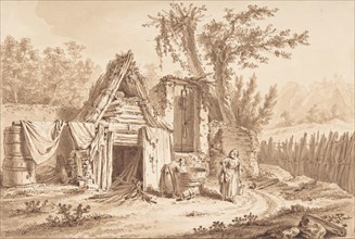 Washerwomen in Front of a Cottage, 1769. Creator: Johann Georg Wille.