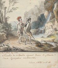 Carlo and Ubaldo Resisting the Enchantments of Armida's Nymphs (from Torquato..., 1782. Creator: Johann Heinrich Tischbein.