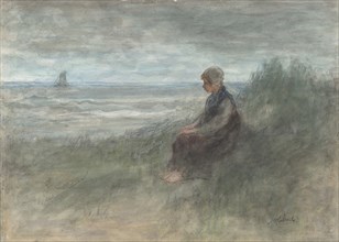 Girl in the Dunes, mid-19th-early 20th century. Creator: Jozef Israels.