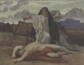 Antigone Gives Token Burial to the Body of Her Brother Polynices, 1835-98. Creator: Jules Eugene Lenepveu.