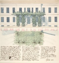 Elevation and Plan of the Façade of a Building, 1840. Creator: Karl Friedrich Schinkel.
