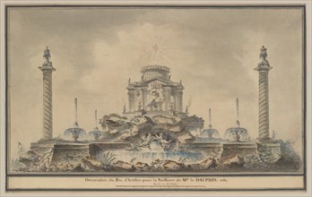 Design for the Fireworks Display in Paris for the Birth of the Dauphin in 1781, 1781. Creator: ttributed to (circle of) Louis Gustave Taraval.