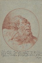 Head of a Bearded Man Looking Right, 1692. Creator: Mathias Fussli.