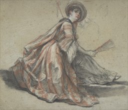 A Lady Holding a Fan, 18th century. Creator: Michel Barthelemy Ollivier.