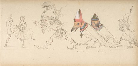 Frieze of Figures and Birds, 19th century. Creator: Geoffrey Liddell Johnstone.