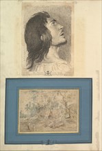Leaf from Aedes Walpolianae mounted with a print and a drawing (a): Head in Profile..., 1620-1766. Creators: Richard Earlom, Lodewijk de Vadder.