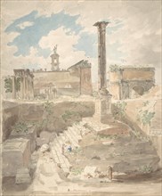 View of the Roman Forum, unexcavated, 1840.