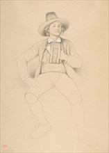 A Man in Tyrolean Costume, Seated, Smoking a Pipe, 1842. Creator: Théodore Valerio.