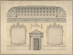 Design for Section of a Rococo Room, with a Coved Ceiling and Ornamented Corinthian..., ca.1750. Creator: Attributed to Thomas Lightoler.