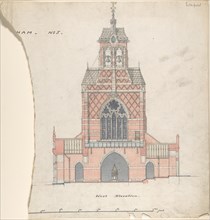 West Elevation of an Unidentified Church, 19th century. Creator: William Butterfield.