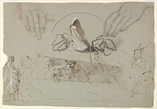 Studies of Fairies with a Pair of Hands (possibly representing the Opening of Pandora's Box), 1784. Creator: William Lock.